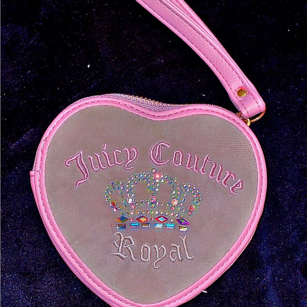 Juicy Couture Pink and Beige Heart Wristlet